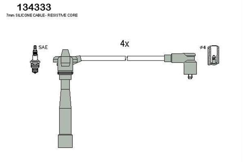 HITACHI 134333 Zündkabelsatz für FIAT u.a.