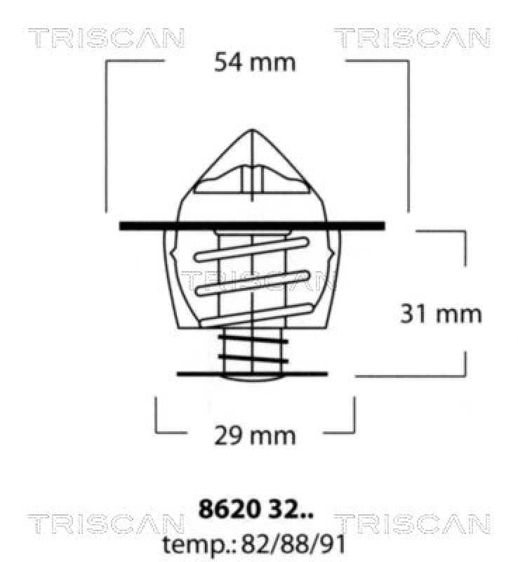 TRISCAN 8620 3288 Thermostat für Volvo B18-B20-B30 (1)