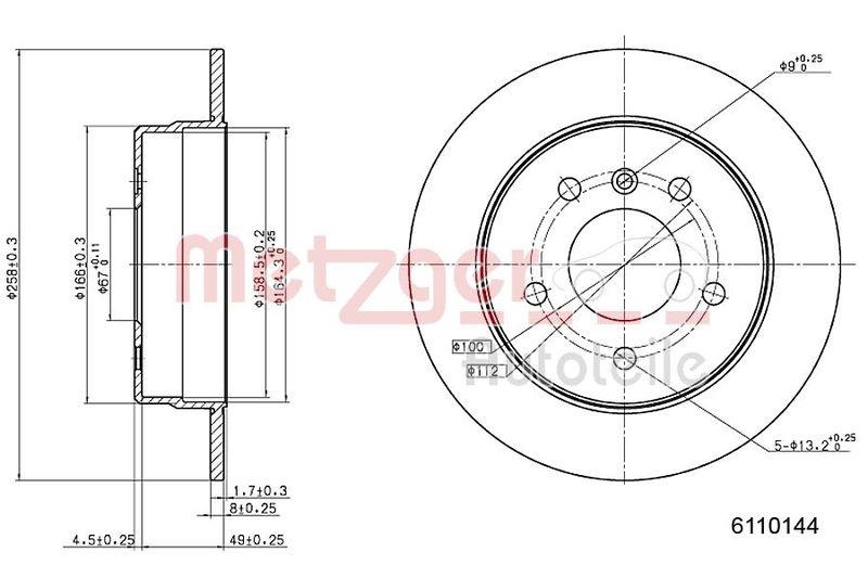 METZGER 6110144 Bremsscheibe Lack/Ks für MB HA