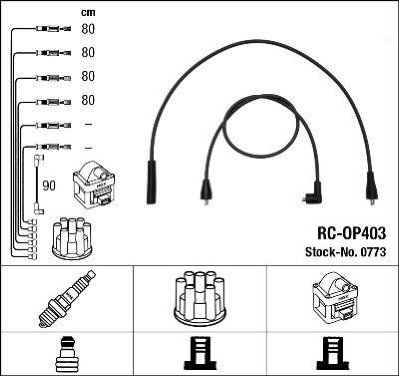 NGK 0773 Zündleitungssatz RC-OP403 |Zündkabel