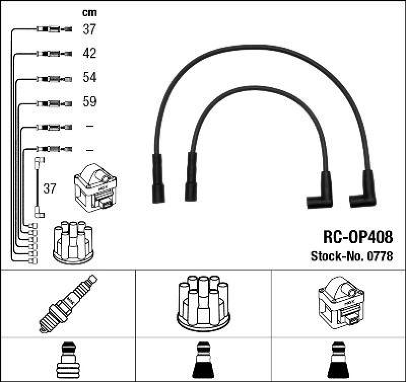 NGK 0778 Z&uuml;ndleitungssatz RC-OP408 |Z&uuml;ndkabel