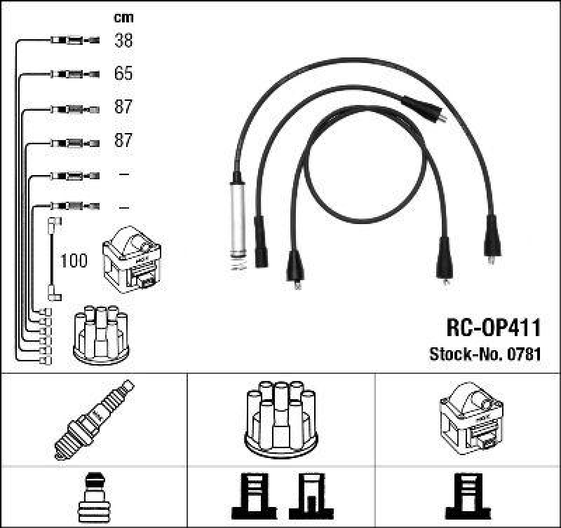 NGK 0781 Zündleitungssatz RC-OP411 |Zündkabel