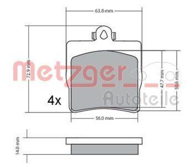 METZGER 1170016 Bremsbelagsatz, Scheibenbremse WVA 21 919