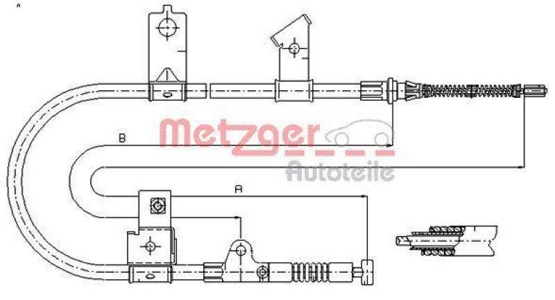 METZGER 17.0001 Seilzug, Feststellbremse für NISSAN hinten rechts