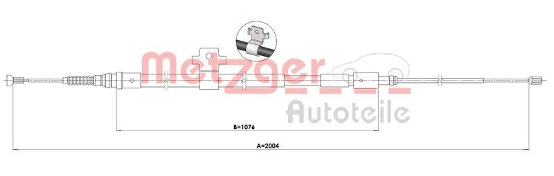 METZGER 1.PE003 Seilzug, Feststellbremse für PEUGEOT hinten links