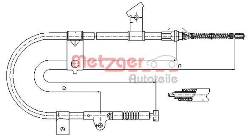 METZGER 17.0002 Seilzug, Feststellbremse für NISSAN hinten links