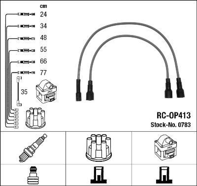 NGK 0783 Zündleitungssatz RC-OP413 |Zündkabel