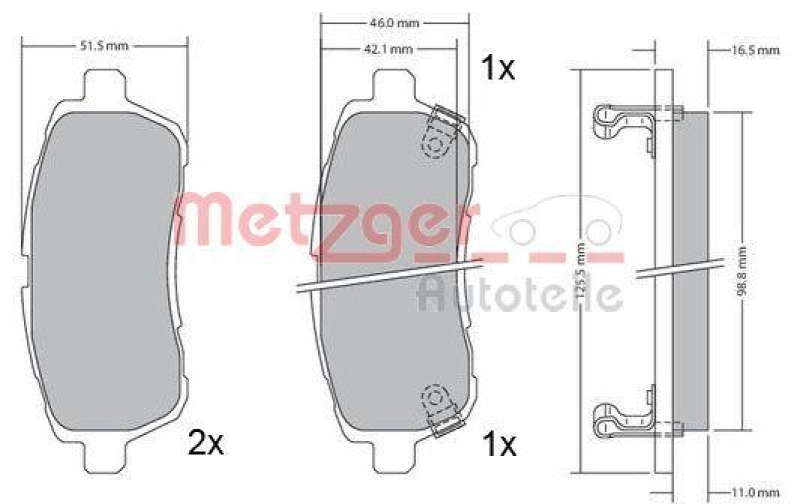 METZGER 1170017 Bremsbelagsatz, Scheibenbremse WVA 24 283