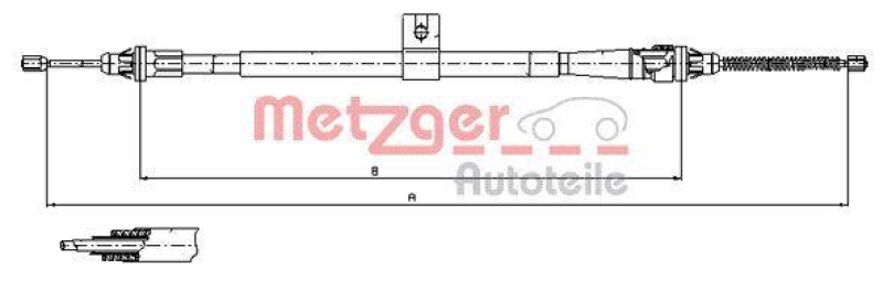 METZGER 17.0006 Seilzug, Feststellbremse für NISSAN hinten links