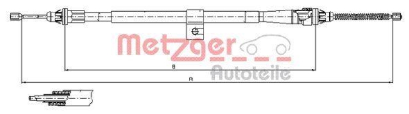 METZGER 17.0007 Seilzug, Feststellbremse für NISSAN hinten rechts