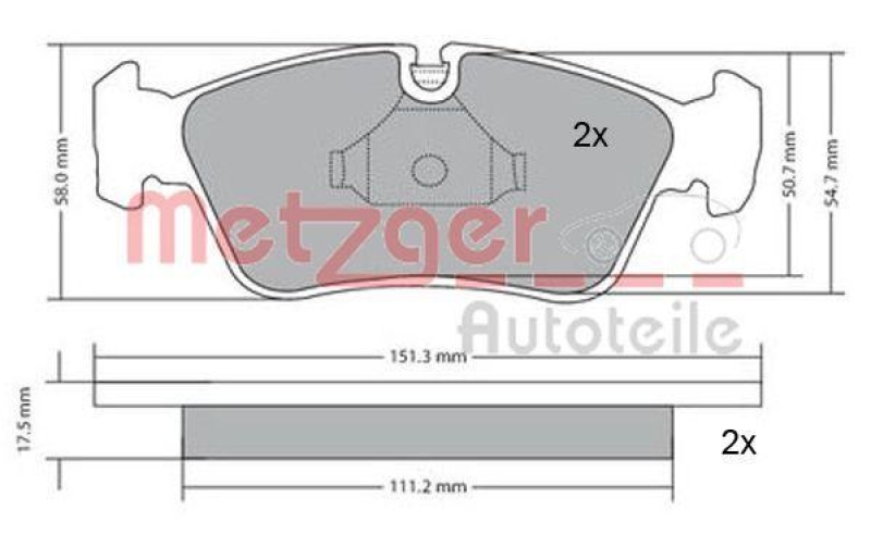 METZGER 1170019 Bremsbelagsatz, Scheibenbremse WVA 23 287