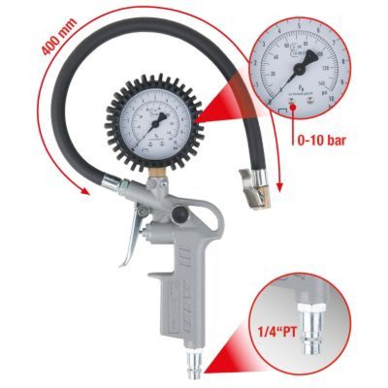 KS TOOLS 515.1960 Druckluft-Reifenfüllmesser geeicht