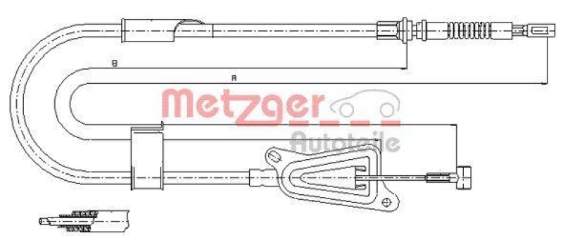 METZGER 17.0123 Seilzug, Feststellbremse für NISSAN hinten rechts