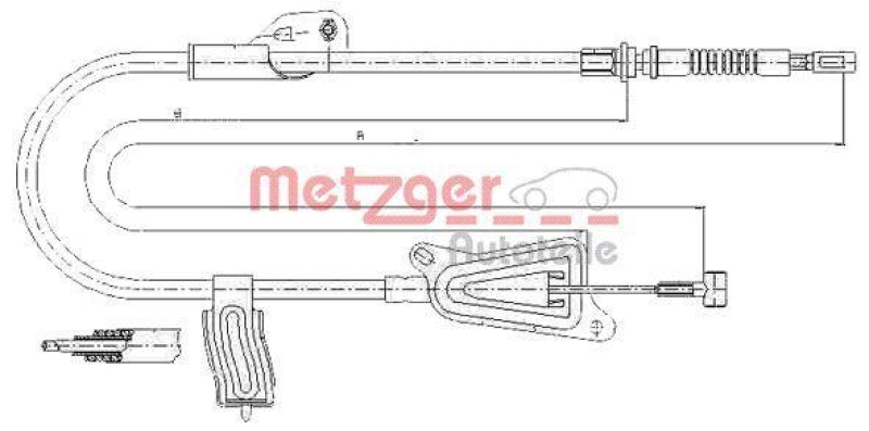 METZGER 17.0124 Seilzug, Feststellbremse für NISSAN hinten links