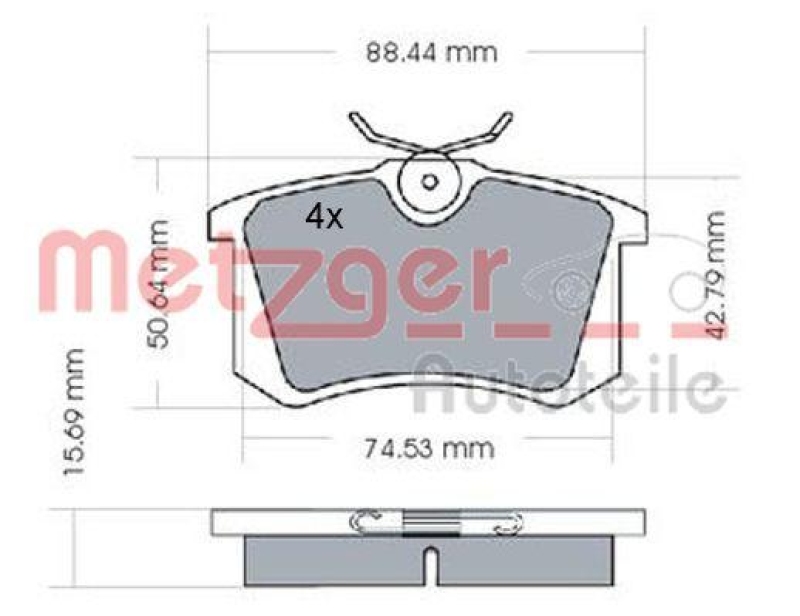 METZGER 1170022 Bremsbelagsatz, Scheibenbremse WVA 23 554