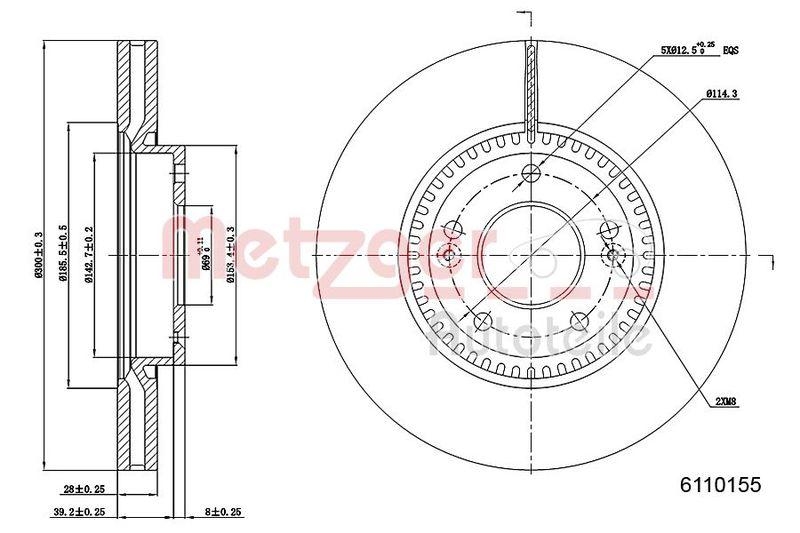 METZGER 6110155 Bremsscheibe Lack/Ks für HYUNDAI VA