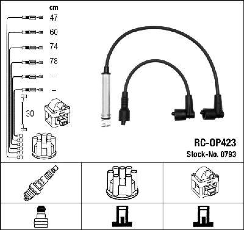 NGK 0793 Zündleitungssatz RC-OP423 |Zündkabel