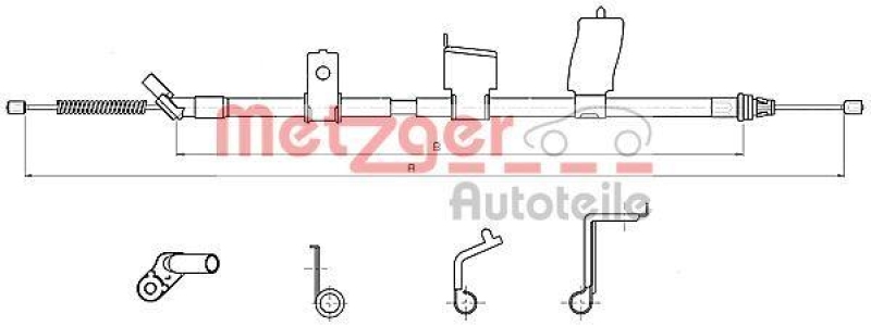 METZGER 17.0325 Seilzug, Feststellbremse für NISSAN hinten links