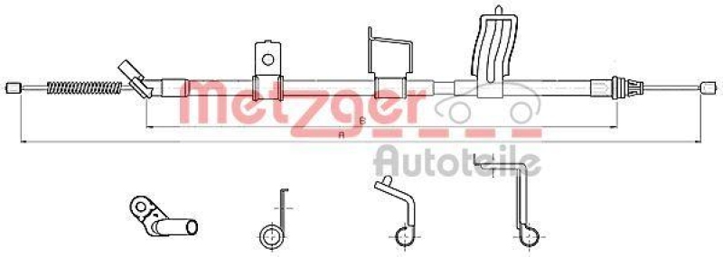 METZGER 17.0326 Seilzug, Feststellbremse für NISSAN hinten rechts