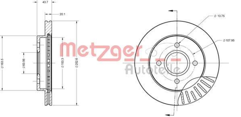 METZGER 6110157 Bremsscheibe Lack/Ks für FORD HA