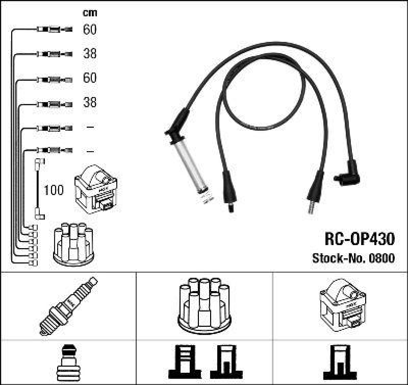 NGK 0800 Zündleitungssatz RC-OP430 |Zündkabel