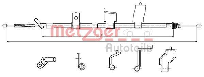 METZGER 17.0327 Seilzug, Feststellbremse für NISSAN hinten links