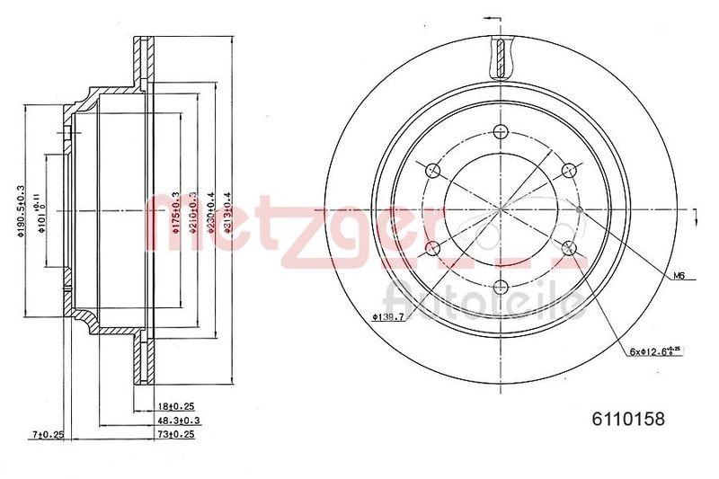 METZGER 6110158 Bremsscheibe Lack/Ks für ISUZU/OPEL HA