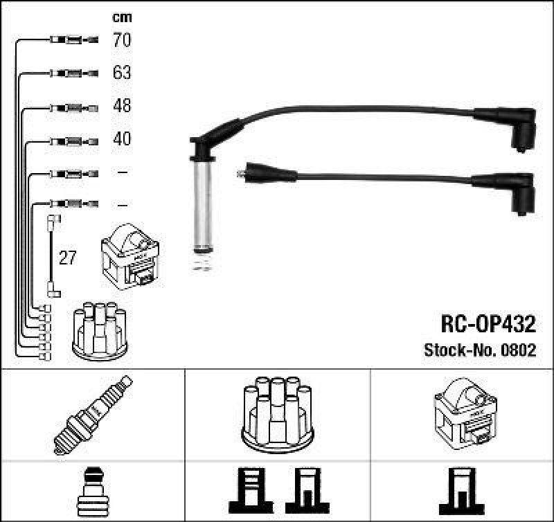 NGK 0802 Zündleitungssatz RC-OP432 |Zündkabel