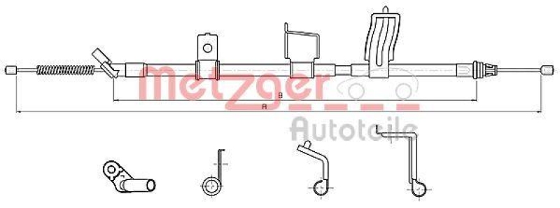 METZGER 17.0328 Seilzug, Feststellbremse für NISSAN hinten rechts