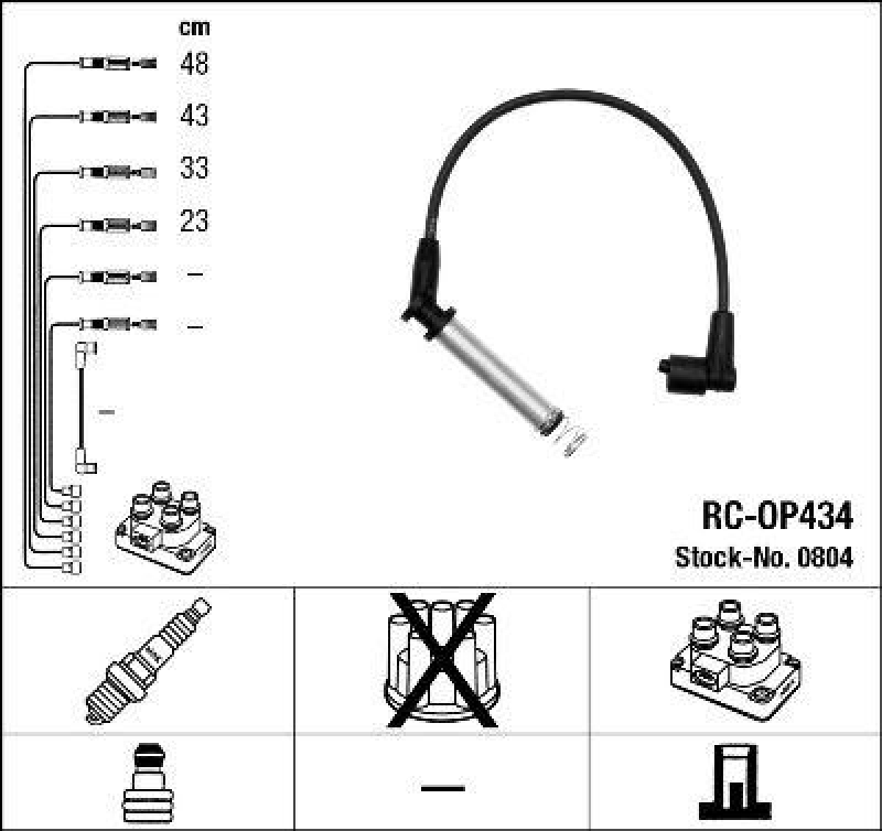 NGK 0804 Zündleitungssatz RC-OP434 |Zündkabel