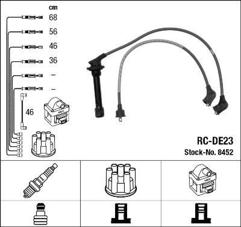 NGK 8452 Zündleitungssatz RC-DE23 |Zündkabel