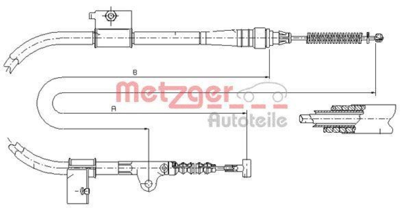 METZGER 17.0333 Seilzug, Feststellbremse für FORD/NISSAN hinten links