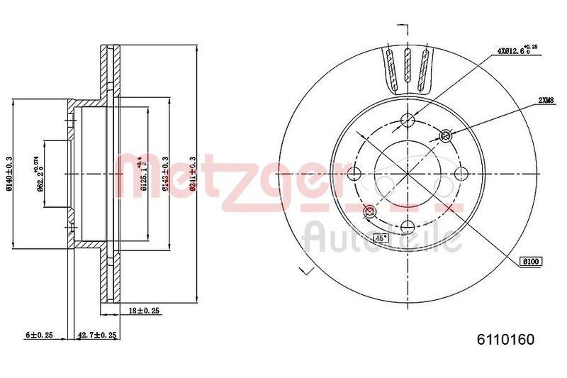 METZGER 6110160 Bremsscheibe Lack/Ks für KIA VA