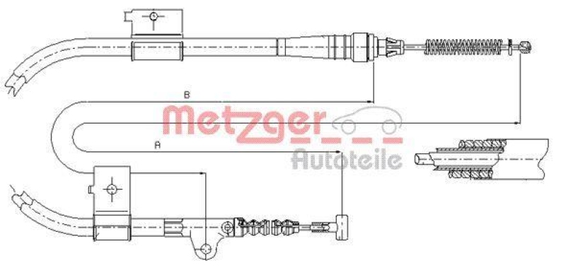 METZGER 17.0334 Seilzug, Feststellbremse für FORD/NISSAN hinten rechts