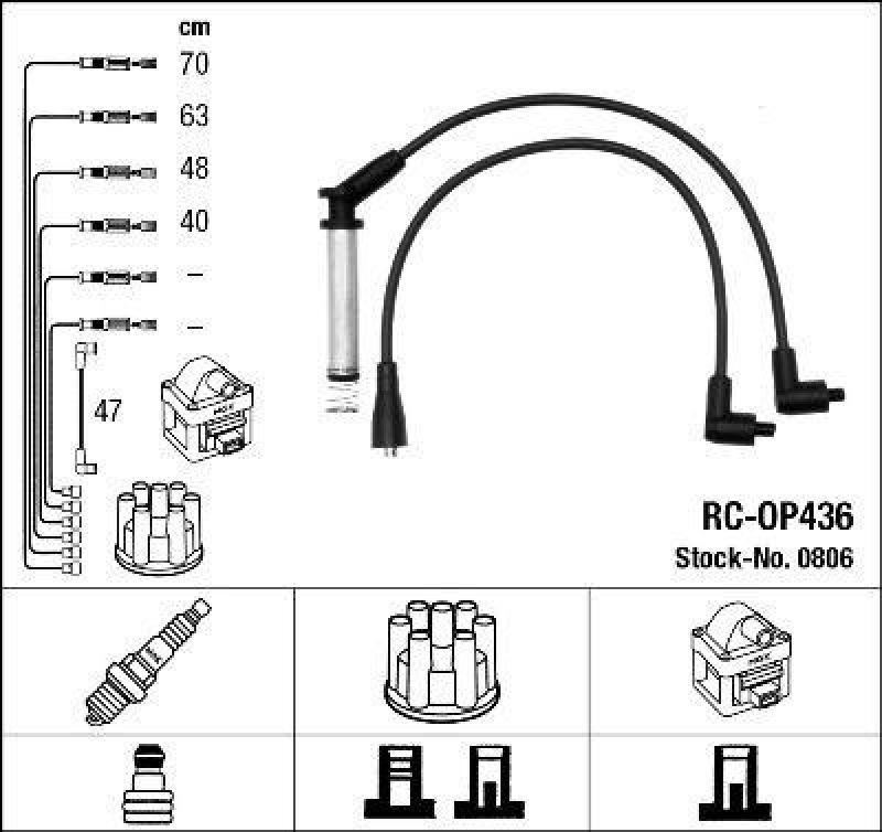 NGK 0806 Zündleitungssatz RC-OP436 |Zündkabel