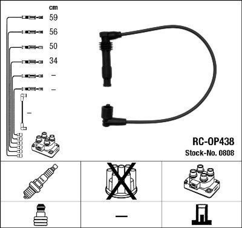 NGK 0808 Zündleitungssatz RC-OP438 |Zündkabel