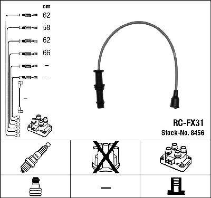 NGK 8456 Zündleitungssatz RC-FX31 |Zündkabel