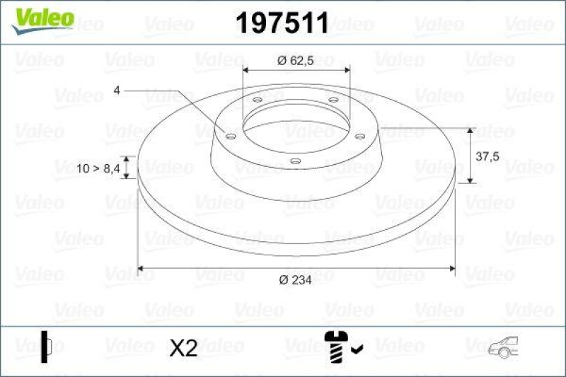 VALEO 197511 Bremsscheibe