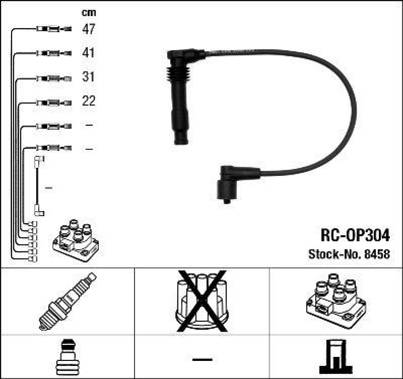 NGK 8458 Zündleitungssatz RC-OP304 |Zündkabel