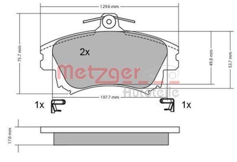 METZGER 1170032 Bremsbelagsatz, Scheibenbremse WVA 21 983