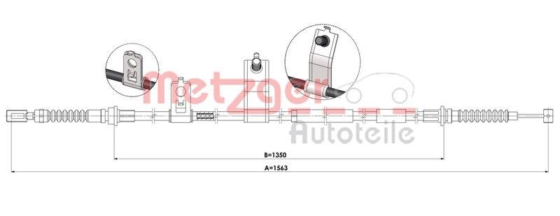 METZGER 17.0605 Seilzug, Feststellbremse für MAZDA hinten rechts