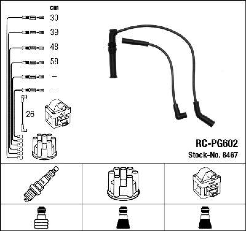 NGK 8467 Zündleitungssatz RC-PG602 |Zündkabel