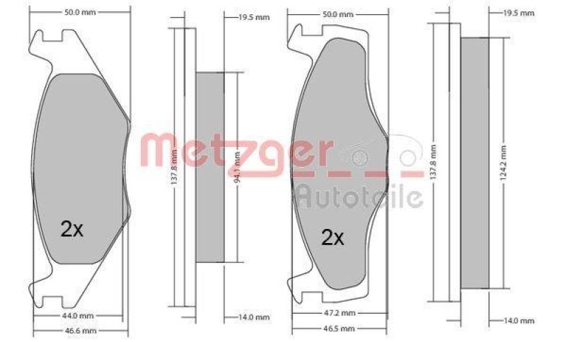 METZGER 1170033 Bremsbelagsatz, Scheibenbremse WVA 20 887