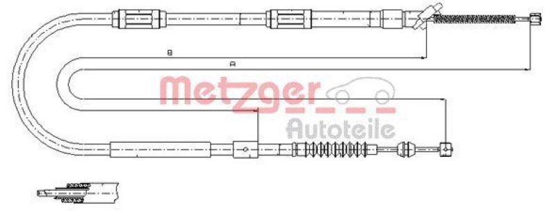 METZGER 17.1041 Seilzug, Feststellbremse für TOYOTA hinten links