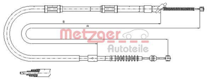 METZGER 17.1042 Seilzug, Feststellbremse für TOYOTA hinten rechts