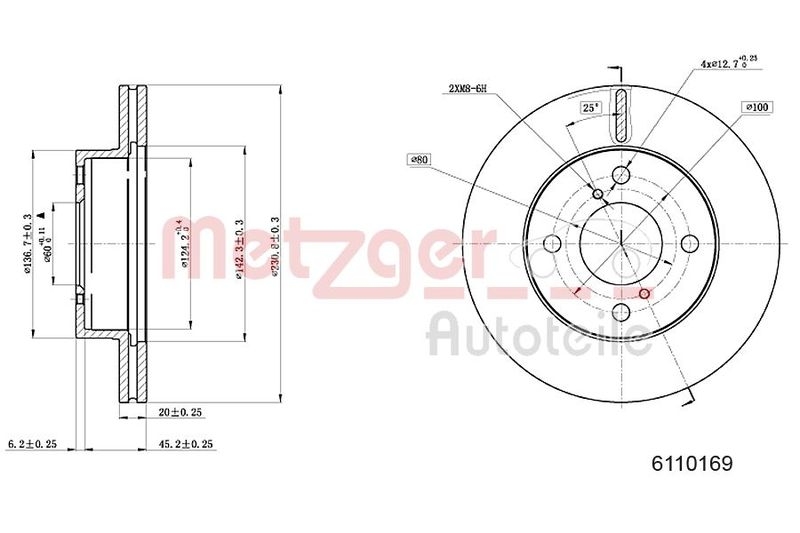 METZGER 6110169 Bremsscheibe Lack/Ks für NISSAN/SUZUKI VA