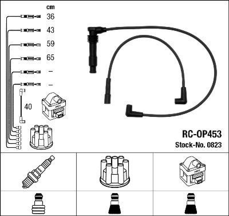 NGK 0823 Zündleitungssatz RC-OP453 |Zündkabel