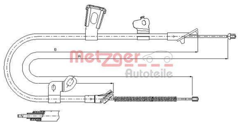 METZGER 17.1074 Seilzug, Feststellbremse für TOYOTA hinten links