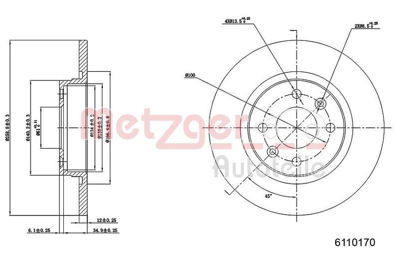 METZGER 6110170 Bremsscheibe Lack/Ks für RENAULT VA