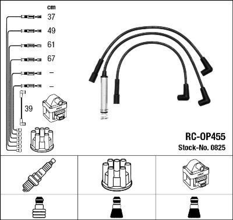 NGK 0825 Zündleitungssatz RC-OP455 |Zündkabel